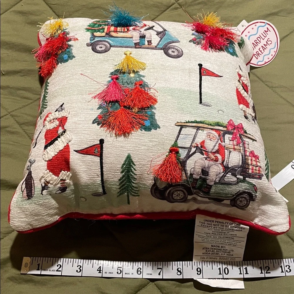 NWT Santa playing golf decorative pillow